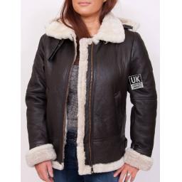 Women's Sheepskin Flying Jacket - Cream -Unzipped Front