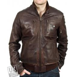 Men's Leather Bomber Jacket in Brown - Daytona - Cover