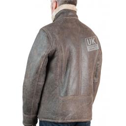 Mens Shearling Sheepskin Flying Jacket - Whistler - Vintage Matt Brown - Back