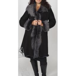 Women's Black Snow Tipped Toscana Coat - Solis - Front