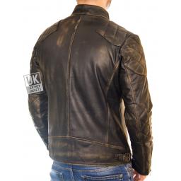 Mens Vintage Black Leather Jacket - Corado - Back