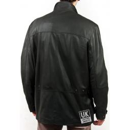 Mens Black Nubuck Parka Jacket - Fen - Matt Finish - Back