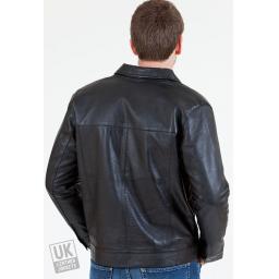 Men's Black Harrington Leather Jacket - Rear