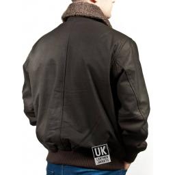 Men's Brown Nubuck Bomber Jacket - Aviator - Back