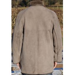 Finest Men's Grey Shearling Lambskin Car Coat - Envoy - Rear