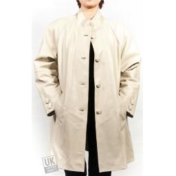 Women's Ivory Leather Swing Coat - Plus Size - Delia - Front