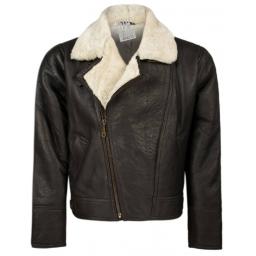 Men's Shearling Sheepskin Flying Jacket - Vintage Aviator - Cream Wool - Additional