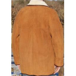 Finest Men's Tan Shearling Lambskin Car Coat - Envoy - Rear