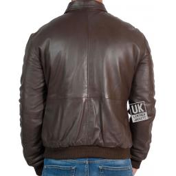 Mens Brown Leather Bomber Jacket - Bristol - Back