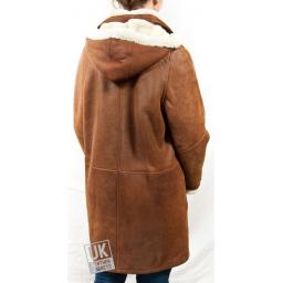 Womens Plus Size Sheepskin Duffle Coat - Lea - Cream Wool - Superior Quality - Back