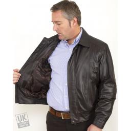 Men's Brown Leather Jacket - Hudson - Lining