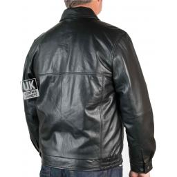 Mens Black Leather Jacket - Radford - Comfort Fit - Back