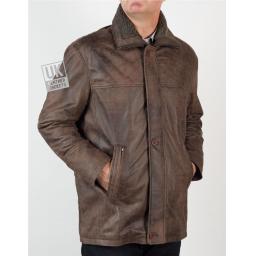 Men's Nubuck Coat in Vintage Matt Brown - Elswick - Front