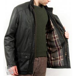 Mens Black Nubuck Parka Jacket - Fen - Matt Finish - Lining