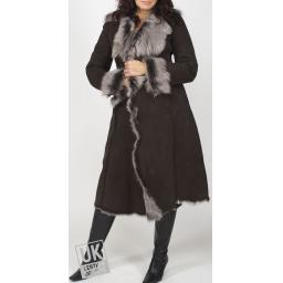 Finest Womens 7/8 Toscana Lambskin Coat in Brown - Lexia - Front 2