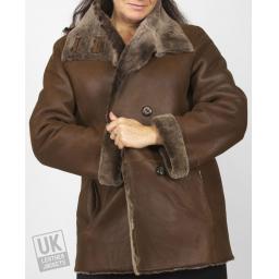 Finest Shearling Sheepskin Hip Length Jacket - Felice - Maple Brown - Front 3