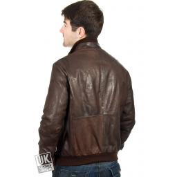 Men's Leather Bomber Jacket in Brown - Daytona - Rear