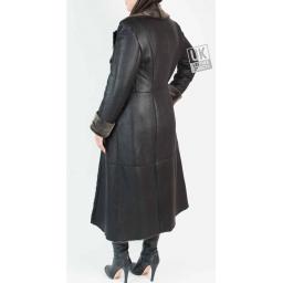 Womens Lambskin Full Length Coat - Midnight Black - Back