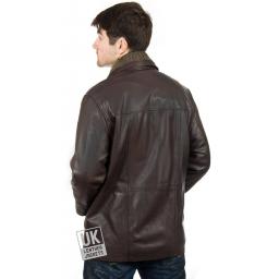 Men's Leather Coat in Brown - Elswick - Back