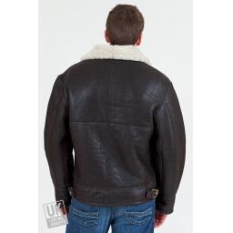 Men's Shearling Sheepskin Flying Jacket - Atlas - Cream Wool - Rear