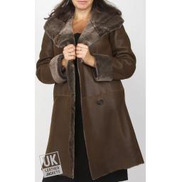 FINEST Shearling Lambskin Hooded Coat - Pangea - Front 2