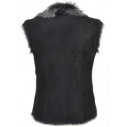 Womens Black Toscana Gilet – Single Tie Front - Back