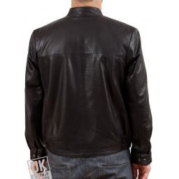 Men's Black Leather Jacket - McQueen - Back