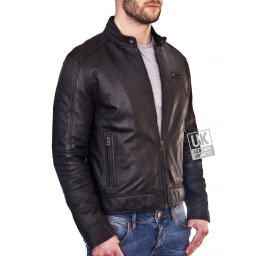 Mens Black Leather Jacket - Nirvana - Front