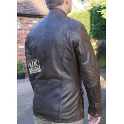 Men's Brown Leather Vintage Racing Jacket - Canterbury - Back