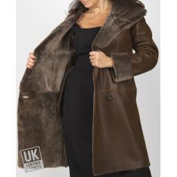 FINEST Shearling Lambskin Hooded Coat - Pangea - Lining