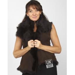 Women's Brown Honey Tipped Toscana Sheepskin Gilet - Plus Size - Front 2