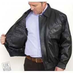 Men's Black Leather Jacket - Magnum - Lining