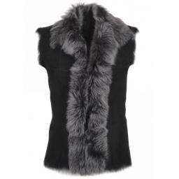 Womens Black Toscana Gilet – Single Tie Front