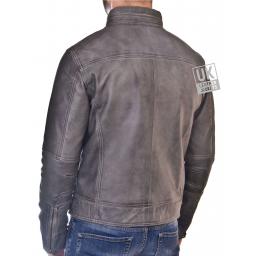 Mens Vintage Grey Leather Jacket - Nirvana - Back