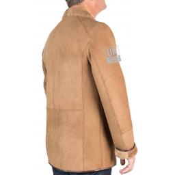 Mens Finest Shearling Sheepskin Jacket - Antique Matt Tan - Wessex  - Back