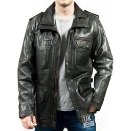 Black Cow Hide Leather Jacket - Keswick - Plus Size - Front