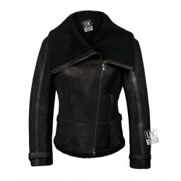 Women’s Black Sheepskin Jacket - Annabel - Main