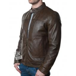 Men's Brown Leather Jacket - Ascari - Side