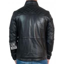 Mens Vintage Racing Leather Jacket - Westland - Black - Back