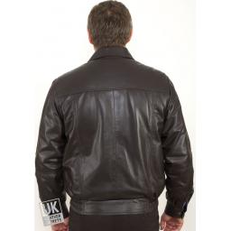 Men's Brown Leather Jacket - Hudson - Back