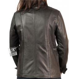 Ladies Brown Leather Jacket - Back