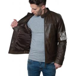 Men's Brown Leather Jacket - Ascari - Lining