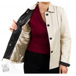 Women's Ivory  Leather Jacket - Plus Size - Cameo - Lining