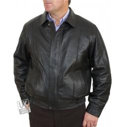 Men's Black Leather Jacket - Hudson - Main