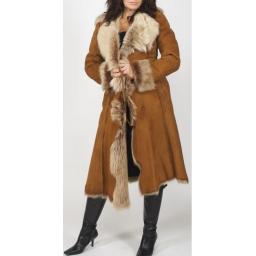 Finest Womens Toscana Lambskin Coat in Tan - Lexia - Front 2