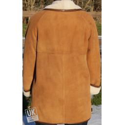 Women's Plus Size Sheepskin Car Coat - Tan - Superior Quality - Rear