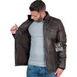 Mens Vintage Racing Leather Jacket - Westland - Brown