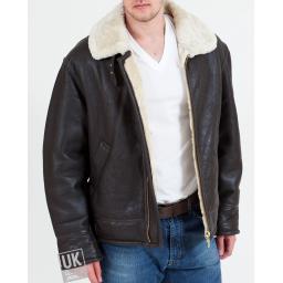 Men's Shearling Sheepskin Flying Jacket - Atlas - Cream Wool -Unzipped