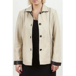 Women's Ivory  Leather Jacket - Cameo - Plus Size