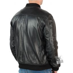 Men's Leather Bomber Jacket in Black - MA-1 - Back